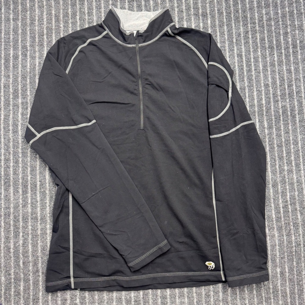 Mountain Hardwear Mens 1/4 Zip Pullover S Black OM2763 Technical Stretch Top
